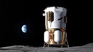 This illustration provided by Blue Origin depicts the company's Blue Moon MK1 spacecraft on the surface of the moon.